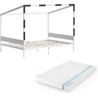 VitaliSpa Kinderbett Goal Weiß/Schwarz 140x200 mit Matratze, Model 62987