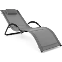 Costway Saunaliege mit abnehmbarem Kopfkissen, Gartenliege Bäderliege wetterfest, Sonnenliege Relaxliege bis 160kg belastbar Grau
