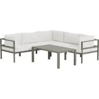 Ebuy24 Copacabana Garten Lounge Ecksofa 3+2-Sitzer und Couchtisch braun.