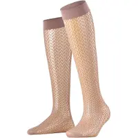 Falke Miss Ribbon Damen Kniestrümpfe, 39-42, Braun, Netz