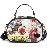 Braccialini Xylia Handtasche Weiß mit Reißverschluss Polyester Bianco UNICA 24x18x11 cm B17084-UNICO