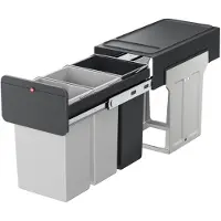Hailo Einbaubehälter Eco-line Trio L, 3 x 10 Liter, Stahl/Schwarz