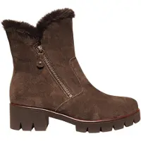 Gabor Winterstiefelette , Damen, Gr. 39, braun (mocca), Veloursleder, unifarben, Basic, Schuhe Winterstiefelette, Winterboots mit Wechselfußbett, daher für eigene Einlagen geeignet