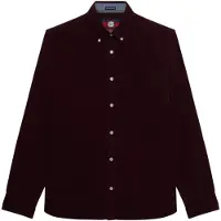 Superdry für Herren. M4011044A Classic Needle Hemd bordeaux (S), Lässig, Baumwolle, Klassisch, Langarm