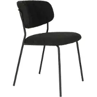 Trendmöbel24 Esszimmerstuhl Jolien im 2er-Set, Schwarz mit Bouclé-Stoff 49x56x77 cm