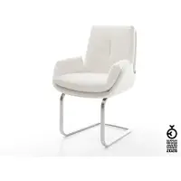 DELIFE Freischwinger Clea-Flex Bouclé Creme-Weiß Freischwinger flach Edelstahl