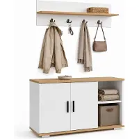 VCM Diele Garderoben Set mit Schuhschrank Sitzbank, Wandgarderobe & Hut Ablage - Gados L