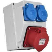 TP Electric Baustromverteiler Gehäuse ohne Verkabelung 16A 400V 2x 230V Schuko Leergehäuse mit Steckdosen TpE 3317-200-5000