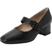 Caprice Damen Mary-Jane Leder Pumps mit Blockabsatz 9-22301-47, Größe:38 EU, Farbe:Schwarz