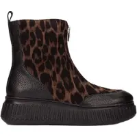 Wonders für Damen. A-5202_5729_10888 Stiefeletten aus Leder Xfly 02 braun (38), Wohnung, Reißverschluss, Lässig, Tierdruck