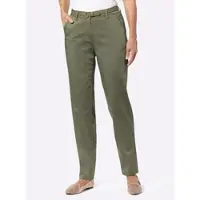 Inspirationen Chinohose , Damen, Gr. 42, Normalgrößen, grün (khaki), 98% Baumwolle, 2% Elasthan, unifarben, Hosen Chinohose