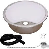 StarTech.com Runde Spüle für Wohnmobil - Edelstahl Küchenspüle - 1 Becken 36,5 x 36,5 cm - Mit PP-Schneidebrett - Leicht zu reinigen - Silber