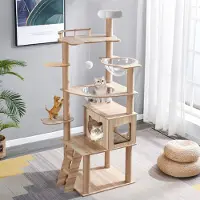 Merkloos Großer Kratzbaum, 170 cm hoch, mit Jute-Kratzpfosten und Spielplattformen