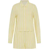 LASCANA Shorty , Damen, Gr. 44, gelb, Web, Obermaterial: 100% Viskose, unifarben, loose fit taillenbedeckt, eingesetzt 2-Knopf-Manschette, Homewear-Sets Shorty, aus leichtem Webmaterial