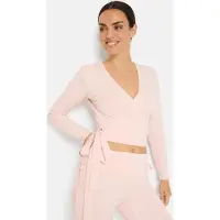 LASCANA Wickelshirt , Damen, Gr. 36/38, softpink, Jersey, Obermaterial: 95% Viskose, 5% Elasthan, unifarben, figurbetont taillenbedeckt, V-Ausschnitt, Shirts Wickelshirt, mit Bindeband