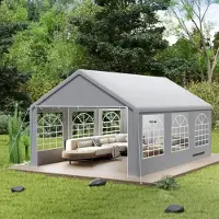Sonstiges Partyzelt 4x6 m Grau mit Fenstern, Wasserdicht, UV-Schutz, Stahlrahmen