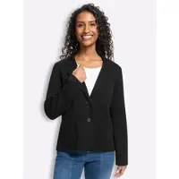 HEINE Blusenblazer "Strickblazer Strickblazer mit Taschen", Damen, Gr. 44, schwarz, Strick, , Sportlich, Blazer Blusenblazer