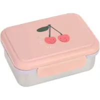 Lassig Lunchbox LÄSSIG "Happy Fruits Stainless Steel Kirsche", Kinder, Gr. B/H/L: 13,3cm x 6,9cm x 17,3cm, rosa (rose), Edelstahl, Polyprophylen (PP), Silikon, Lebensmittelaufbewahrungsbehälter Lunchbox