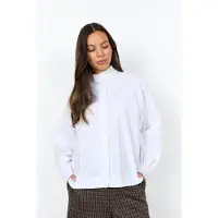 Soyaconcept Langarmbluse "SC-NETTI 138", Damen, Gr. L, weiß, Web, Obermaterial: 53% Polyester, 47% Baumwolle, unifarben, normal, Blusen Langarmbluse, Materialmix, Rüschen