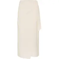 LASCANA Wickelrock , Damen, Gr. 42, creme, Web, Obermaterial: 58% Viskose, 28% Baumwolle, 14% Leinen, unifarben, figurbetont ca. Mitte Wade, Röcke Wickelrock, in Midilänge, Midirock, Strandrock