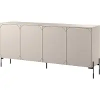 Lomadox Wohnzimmer-Sideboard mit 204 cm Breite in Beige matt, 4 Türen, 2 Schubladen, Metallfüße - SPLIT-141