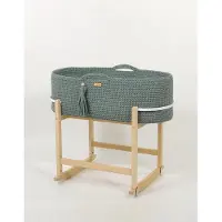 BellaFurn Handgefertigter Boho Wiegmand - Babymand - inkl. Holzboden und antibakterielle Matratze