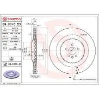 Brembo Bremsscheibe 09.D070.23, hinten, belüftet, 1 Stück
