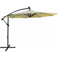 RAUMHIRSCH FURNITURE raumhirsch Ampelschirm LED 300x300 cm Sonnenschirm Marktschirm Kurbelschirm Solar Beleuchtung Neigbar Wasserdicht Beige
