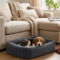 Feandrea Hundebett, orthopädisches Hundekörbchen, Hundekissen waschbar, weiche Polsterung, 91 x 68 x 20 cm, grau