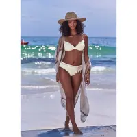 s.Oliver Bügel-Bikini-Top "Ada", Damen, Gr. 36, Cup F, beige (creme), Recycling-Polyamid, Strukturmuster, Bikini-Oberteile Bügel-Bikini-Top, mit gemusterter Strukturware