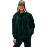 Superdry für Damen. W2012544A Country Club Velour Ziphood grün (XS), Lässig, Polyester