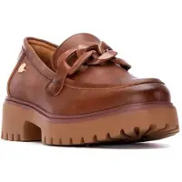 Xti für Damen. 14449103-CAMEL Mokassins 144491 braun (41), 3 bis 5 cm, Keine, Lässig, Klassisch