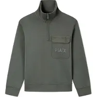 Armani Exchange für Herren. XM002062AF10818U8097 Grüngraues Sweatshirt mit halbem Reißverschluss (M), Lässig, Baumwolle, Langarm