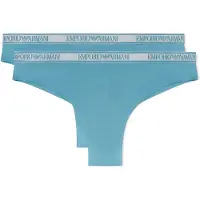 Emporio Armani für Damen. EW000404_AF19028 2er Set Tangas Iconic Mikrofaser türkis (L), Blau, Heimtextilien, Polyamid