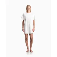 Emporio Armani für Damen. EW004078_AF20244 Einfaches weißes Kleid (XS), Lässig, Baumwolle, Strandbekleidung, Kurzarm