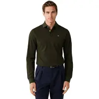 Hackett London für Herren. HM5500048 Long-sleeve slim fit logo polo shirt in green (XXL), Lässig, Grün, Baumwolle, Klassisch, Langarm
