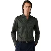 Hackett London für Herren. HM3010830 Foulard Print Hemd grün (L), Lässig, Baumwolle, Langarm