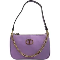 Twinset Handtasche Blau Vegan Leather mit Reißverschluss und goldener Kettenkette Blue Baltico uni 20x13x4 cm