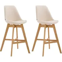 BellaFurn 2-teiliges Barhocker-Set – Holzhocker – hervorragender Sitzkomfort | Farbe: Creme | Kleidungsfarbe: Natur