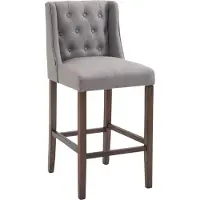 BellaFurn Elegant gepolsterter Barhocker – Raffiniertes Design – Hoher Sitzkomfort – Lush Counter Stool | Farbe: hellgrau, Stofffarbe: antik-dunkel