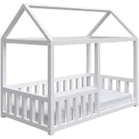 Masseno Kinderbett TAMI 80x160 cm mit Rausfallschutz, Einzelbett für Mädchen und Jungs,Weiß