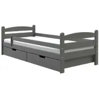 Masseno Kinderbett MARIS 90x200 cm mit Schublade, Rausfallschutz, Einzelbett für Mädchen und Jungs,Anthrazit