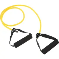 Markenlos Elastisches Fitness-Zugseil mit Griffen aus TPR, 15 Lbs/30 Lbs, Gelb – zum Aufwärmen und für den Yoga-Raum, dehnbar und einfach anzuwenden, für Männer und Anfänger