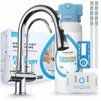 ARI 3-Wege-Küchenarmatur Nordic, Chrom, Ausziehbare Spültischarmatur Im Set Mit Dafi D1 Wasserfiltersystem, Untertischanlage