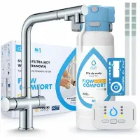 ARI 3-Wege-Küchenarmatur Venom, Chrom, Ausziehbare Spültischarmatur Im Set Mit Dafi D1 Wasserfiltersystem, Untertischanlage