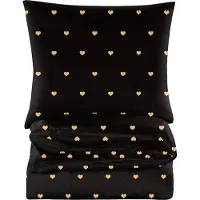 Markenlos Bettwäsche 3-teilig - Baumwolle, 155 x 220 cm, 2 Kissenbezüge 70 x 80 cm, schwarz und gold