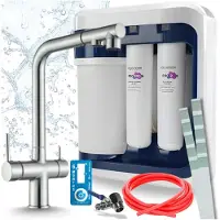 ARI 3-Wege-Küchenarmatur Venom, Edelstahl, Ausziehbare Spültischarmatur Im Set Mit Aquaphor Ro-202S Pro Wasserfiltersystem