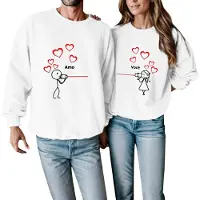 Markenlos Herren-Hoodie in weiter Passform als Partnerpullover für Paare zum Valentinstag, für Damen und Herren