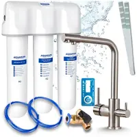 ARI 3-Wege-Küchenarmatur Venom, Edelstahl, Spültischarmatur Im Set Mit Aquaphor Wasserfiltersystem, Untertischanlage, 360° Schwenkbar