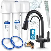 ARI 3-Wege-Küchenarmatur Nordic, Schwarz Matt, Ausziehbare Spültischarmatur Im Set Mit Aquaphor Kristall A Wasserfiltersystem